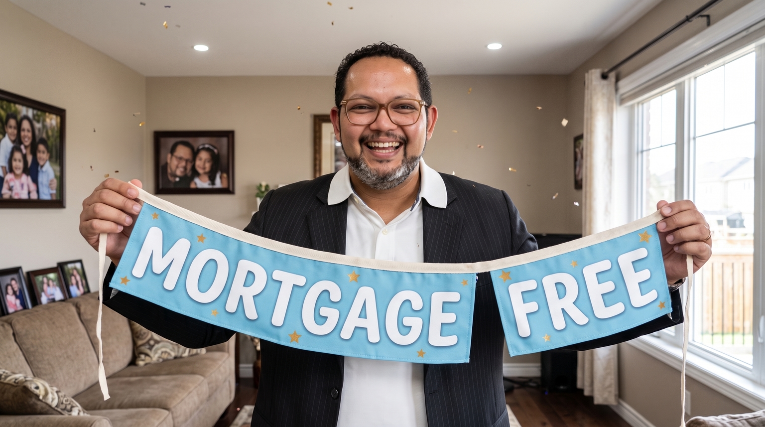 Homeowner reviewing paperwork after paying off their mortgage